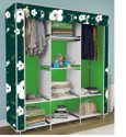 Etoly 8 Shelf Foldable Collapsible Wardrobe Storage Organizer Almirah Cloth Rack PC Collapsible Wardrobe (Finish Color - White Lily Print (19), DIY(Do-It-Yourself))