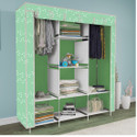 Etoly 8 Shelf Foldable Collapsible Wardrobe Storage Organizer Almirah Cloth Rack PC Collapsible Wardrobe (Finish Color - Bubbles print Green (5), DIY(Do-It-Yourself))