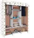 Etoly 8 Shelf Foldable Collapsible Wardrobe Storage Organizer Almirah Cloth Rack PC Collapsible Wardrobe (Finish Color - Dog Beige print (31), DIY(Do-It-Yourself))