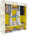 Etoly 8 Shelf Foldable Collapsible Wardrobe Storage Organizer Almirah Cloth Rack PC Collapsible Wardrobe (Finish Color - Warm Flowers print (32), DIY(Do-It-Yourself))