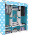 Etoly 8 Shelf Foldable Collapsible Wardrobe Storage Organizer Almirah Cloth Rack PC Collapsible Wardrobe (Finish Color - Baby Paw print (27), DIY(Do-It-Yourself))