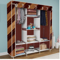 Etoly 8 Shelf Foldable Collapsible Wardrobe Storage Organizer Almirah Cloth Rack PC Collapsible Wardrobe (Finish Color - Wall Panel Brown (14), DIY(Do-It-Yourself))