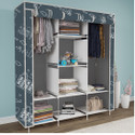 Etoly 8 Shelf Foldable Collapsible Wardrobe Storage Organizer Almirah Cloth Rack PC Collapsible Wardrobe (Finish Color - House Cartoon Grey (12), DIY(Do-It-Yourself))