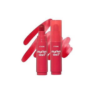 etude dear darling marker tint  long lasting highly pigmented lip tint  lightweight watery finish  smudge amp transfer proof  easy drawing tip  korean lip tint korean makeup 01 raspberry pop 35g