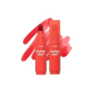 etude dear darling marker tint  long lasting highly pigmented lip tint  lightweight watery finish  smudge amp transfer proof  easy drawing tip  korean lip tint korean makeup 03 apple candy 35g