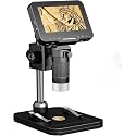 ETZIN 4.3" LCD Digital Microscope for Adults Kids, Coin Micros-cope 50X - 1000X Magnification with IPS Screen, 8 LED Lights, PC View, USB Microscope for Windows/MacOS, Black (EPL-1220IM)