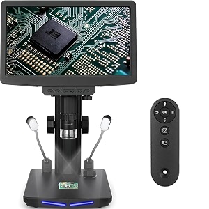 etzin 73939 hdmi lcd digital microscope 1600x professional coin microscope for adults 1440p video 48mp image handheld rechargeable magnifie with lights amp metal base work with pcdisplay epl-1115im