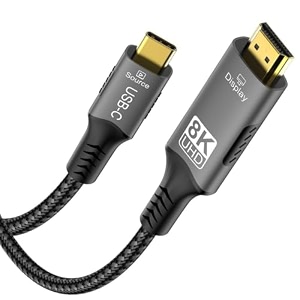 etzin 8k usb c to hdmi 21 cable 48gbps 4k 144hz braided cord tv pc 3m