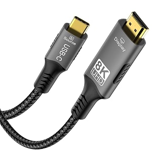 etzin 8k usb c to hdmi 21 cable 48gbps 4k 144hz braided cord tv pc 2m
