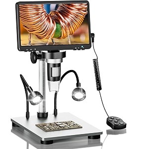 etzin dm9 734 lcd digital microscope 1200x microscope with 12mp camera metal stand flexible led lighting ir remote control compatible with windowsmac os epl-1120im