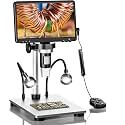 ETZIN DM9 7" LCD Digital Microscope, 1200X Microscope with 12MP Camera, Metal Stand, Flexible LED Lighting, IR Remote Control, Compatible with Windows/Mac OS (EPL-1120IM)