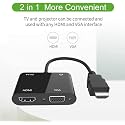 ETZIN HDMI to VGA HDMI Adapter, HDMI to HDMI VGA Splitter Adapter,HD-MI to VGA Converter Cable with Audio Supports Desktop, Laptop, PC, Monitor, Projector Xbox,PS4, Raspberry Pi and More -EPL-291TC.