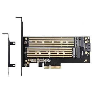 etzin dual m2 pcie adapter for sata or pcie nvme ssd with advanced heat sink solutionm2 ssd nvme and sata22110 2280 2260 2242 2230to pci-e 30 x 4 host controller expansion card