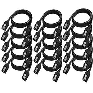 etzin sata cable iii 6gbps straight hdd sdd data cable with locking latch 16 inch compatible for sata hdd ssd cd driver cd writer pack-of-15-epl-255tc-05 black