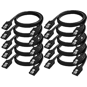 etzin sata cable iii 6gbps straight hdd sdd data cable with locking latch 16 inch compatible for sata hdd ssd cd driver cd writer pack-of-10-epl-255tc-03black