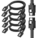 Etzin SATA Cable III 6Gbps Straight HDD SDD Data Cable with Locking Latch 16 inches Compatible for SATA HDD, SSD, CD Driver, CD Writer, Black