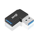 ETZIN USB 3.0 Adapter 90 Degree, USB 3.0 Extension 10Gbps, Right Angle USB Extender Type A Male to Female Extension for Hard Drive, Laptop-EPL-1072TC