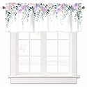 Eucalyptus Floral Valances for Windows, Kitchen Short Curtains 42x12 Inch