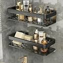 EUDELE Bathroom Shelf Organiser Without Drill Black
