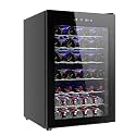 EUHOMY 4.5 Cu.ft Wine Fridge, Wine Cooler Refrigerator Glass Door, Black