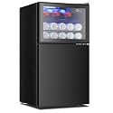EUHOMY Double Door Mini Fridge With Freezer, Freestanding Mini Freezer
