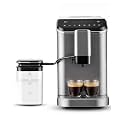 EUHOMY Fully Automatic Espresso Machine, 20 Bar Coffee Maker with Grinder and Integrated Milk Frother, Automatic Espresso Machine with Touch Screen, 15-Grind Settings Coffee Machine for Home, Silver