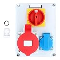 Eujgoov Construction Power Wall Distributor IP44 15A and 32A Industrial Socket for Outdoor Use with Dual Outlets and Two Level Rotating Switch