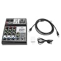 Eujgoov Audio Mixer 4 Channel with USB Recording and 48V Power