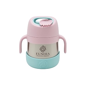 eunoia insulated food jar  335ml hot amp cold stainless steel thermal container with spork  leakproof bpa-free ideal for school travel daycare office 1 pink amp mint green yellow amp grey