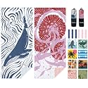 Eunzel 2 Pack Microfiber Beach Towel, Quick Dry Travel Towel Large Sand Free Towel for Beach, Camping, Swim Pool, Gym, Sports& Yoga 71"x32", Whale& Jellyfish