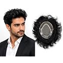 Euphoria® Front Lace Mirage Hair Patch for Men | 100% Remy Silky Soft Indian Human Hair | Natural Front Hairline | Sweat-Proof Skin Base Toupee with Proper Ventilation | Can be Installed with Clips, Glue or Tape |, Black, 9x7