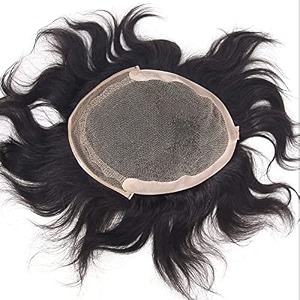 euphoria french durable front lace octagon patch for men  100 remy silky soft indian natural human hair  natural front hairline  sweat-proof ultra-thin toupee with proper ventilation  natural black 9x7