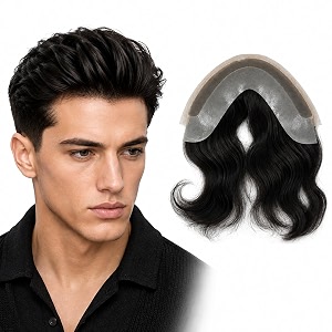euphoria elitelace invisible hairline patch for men  real black 100 natural human hair ultra-fine swiss lace front wig handcrafted for seamless receding hairline coverage