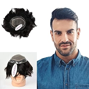 euphoria authentic mirage hair patch for men 10x7 100 indian remy human hair wigs for men original mirage skin base undetectable mens hair toupee non surgical hair replacement system that can be used with hair patch clips glue or tape