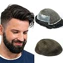 EUPHORIA® Q6 Hair Patch for Men 9x6| Thin French Lace for Natural Front Hairline 100% Remy Human Hair Wigs| 0.03 mm Ulta thin lightweight Hair System with Sweat Proof technology| Natural Black Hair Toupee