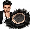 Euphoria® ORIGINAL USA SUPER MONO Hair Patch for Men, 100% Natural Human Hair Wig, Lightweight and Durable Toupee can be Install with Hair System Clips, Glue or Tape, 7x5, Black