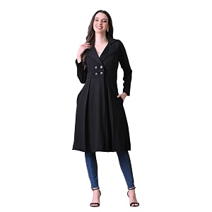 Womens A-Line Long Blazer Dress Cotton