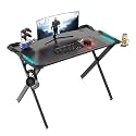 EUREKA ERGONOMIC X1-S Gaming Computer Desk 44.5" Gamer Desk PC Table Gaming Desks with LED Lights Large Carbon Fiber Surface Cup Holder Headphone Hook for Men Boyfriend Female Gift