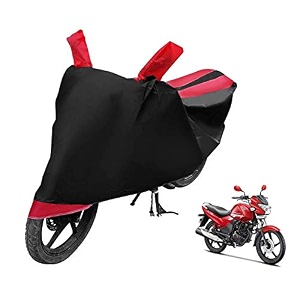 euro care bike cover compatible with achiever 150 heatproof mirror pocket dustproof belt amp buckle achiever bike cover - 1 unit black-red