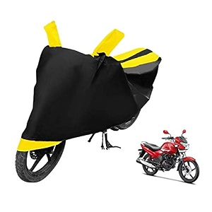 euro care bike cover compatible with achiever 150 heatproof mirror pocket dustproof belt amp buckle achiever bike cover - 1 unit black-yellow