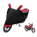 Euro Care Bike Cover Compatible with Achiever 150, Heatproof, Mirror Pocket, Dustproof, Belt &amp; Buckle, Achiever Bike Cover - 1 Unit, Black-Red