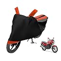 Euro Care Bike Cover Compatible with Achiever 150, Heatproof, Mirror Pocket, Dustproof, Belt &amp; Buckle, Achiever Bike Cover - 1 Unit, Black-Orange