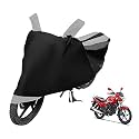 Euro Care Bike Cover Compatible with Achiever 150, Heatproof, Mirror Pocket, Dustproof, Belt &amp; Buckle, Achiever Bike Cover - 1 Unit, Black-Silver