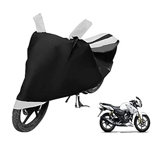 euro care bike cover compatible with apache rtr 180 with mirror pocketdustproof windproof belt buckle apache rtr 180 bike cover- black-white - 1 unit