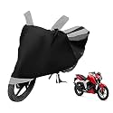 Euro Care Bike Cover Compatible with Apache 160V with Mirror Pocket,Dustproof, Windproof, Belt Buckle, Apache 160V Bike Cover- Black-Silver - 1 Unit