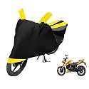 Euro Care Bike Cover Compatible with Apache 200V with Mirror Pocket,Dustproof, Windproof, Belt Buckle, Apache 200V Bike Cover- Black-Yellow - 1 Unit