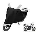 Euro Care Bike Cover Compatible with Apache RTR 180 with Mirror Pocket,Dustproof, Windproof, Belt Buckle, Apache RTR 180 Bike Cover- Black-White - 1 Unit