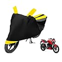 Euro Care Bike Cover Compatible with Apache 160V with Mirror Pocket,Dustproof, Windproof, Belt Buckle, Apache 160V Bike Cover- Black-Yellow - 1 Unit