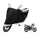 Euro Care Bike Cover Compatible with Apache RTR 160 with Mirror Pocket,Dustproof, Windproof, Belt Buckle, Apache RTR 160 Bike Cover- Black-White - 1 Unit