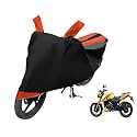 Euro Care Bike Cover Compatible with Apache 200V with Mirror Pocket,Dustproof, Windproof, Belt Buckle, Apache 200V Bike Cover- Black-Orange - 1 Unit
